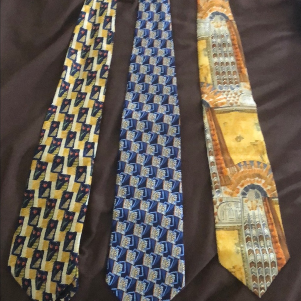 Three men ermenegildo zegna silk vintage ties EUC